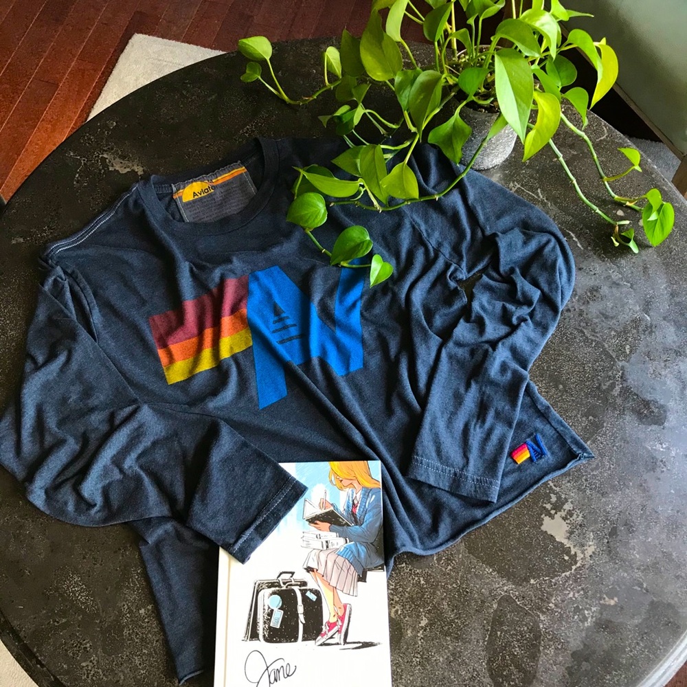 Aviator Nation Crop Logo Long Sleeve Crew